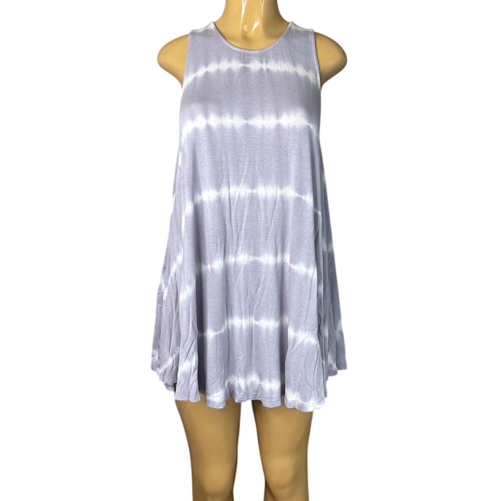 Dee Elle Light Blue White Tie Dye Sleeveless Mini Dress Tunic SZ Small